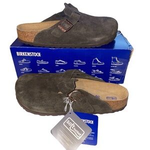Birkenstock Women's Dark Brown Suede Slip-Ons Boston BS Mocca